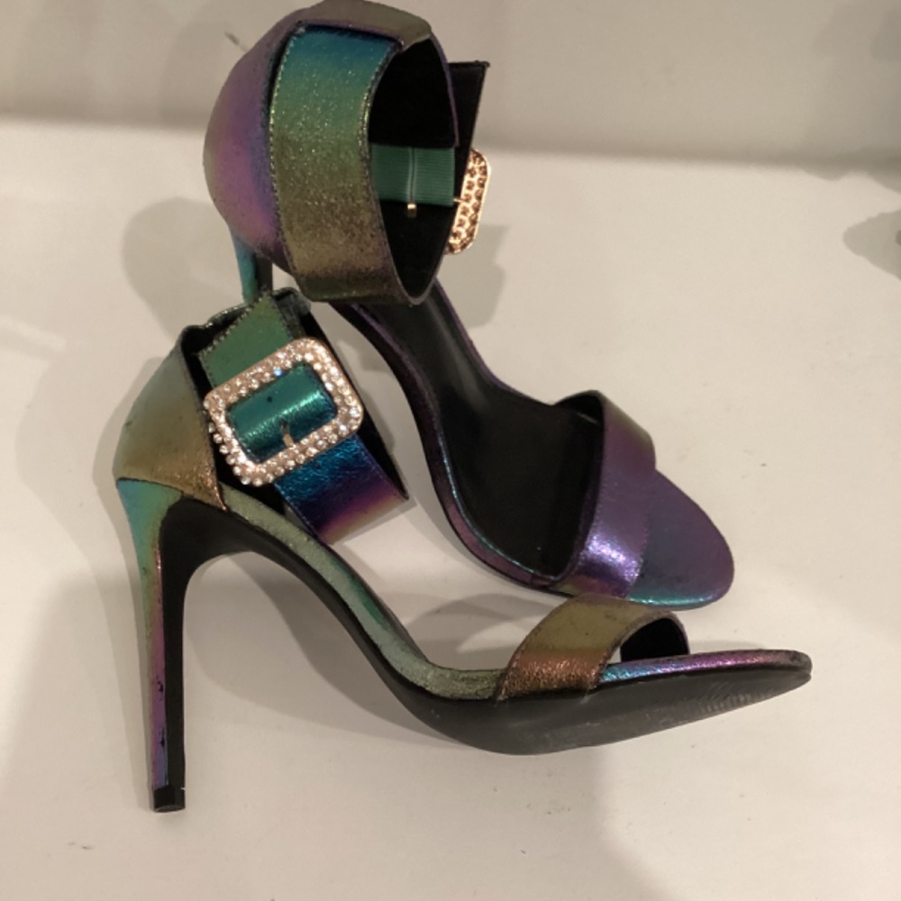 Liliana Heels Strappy Synth Leather Gorgeous Sandals Heels Crystal buckle 10 - Picture 13 of 13